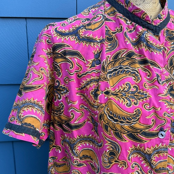 Vintage Pink and Gold Patterned Dress handmade house coat tunic - Picture 2 of 10